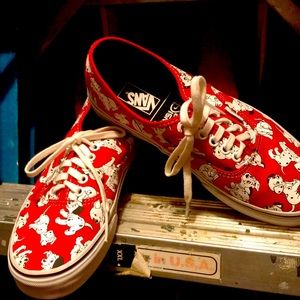 Gently use Disney Vans, Red background white Dalmatians. Cute, cute, cute!